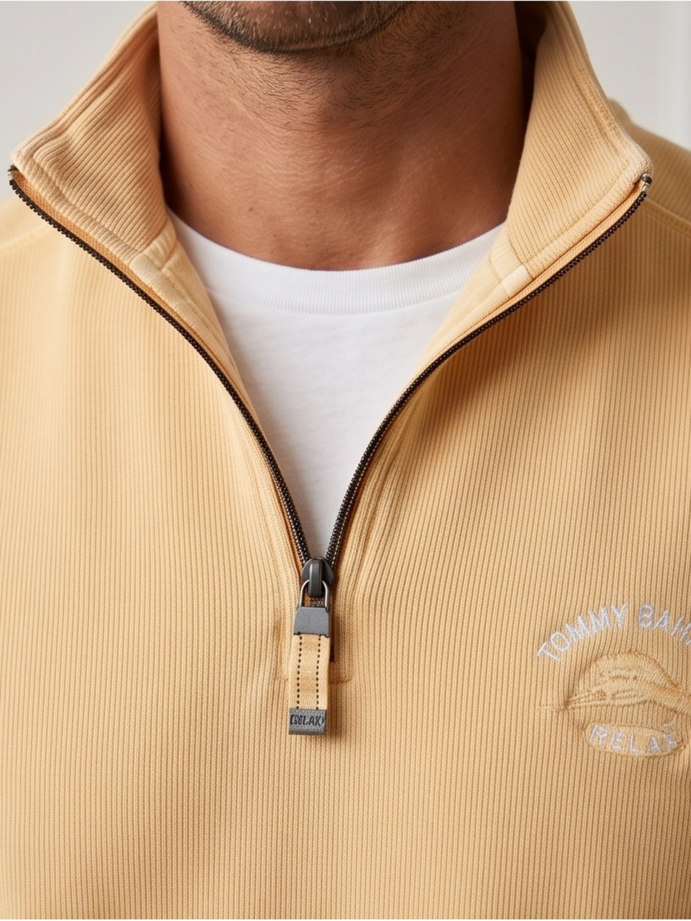 Tommy Bahama Men's Zip-Up Sweater in Soft Beige